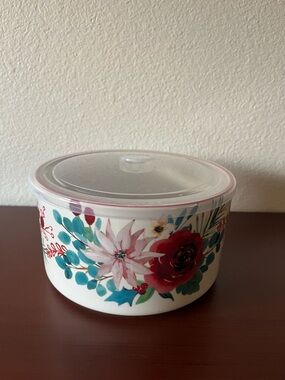 The Pioneer Woman White Ceramic Piece with Blue Logo